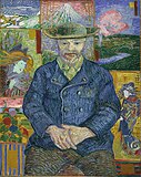 Vincent van Gogh - Lukisan Père Tanguy, 1887, contoh dari pengaruh Ukiyo-e dalam kesenian Barat