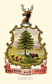 Vermont state historical coat of arms (illustrated, 1876) Vermont state coat of arms (illustrated, 1876).jpg