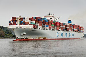 Vessel Cosco Pride IMO9472153 departing Hamburg Germany 02.jpg