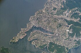 Vladivostok do espaço (Baía Diomede ao sul da Baía do Chifre Dourado)