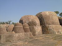 View of large Rock cut stone Stupas at Lingalakonda, Andhra Pradesh