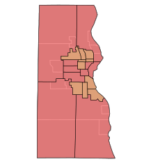 Milwaukee County districts WI Assembly Partisan Map 1923 MilwaukeeCo.svg