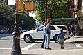 This photo is of Wikis Take Manhattan goal code R9, Children/Families, crossing street.