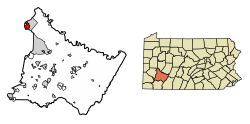 Location of New Kensington in Westmoreland County, Pennsylvania.