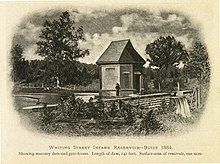 The first gatehouse of the reservoir, as seen in 1904