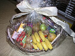 A standard gift basket Wrapped fruit basket.jpg