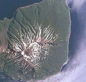 Вулкан Мильна. Космический снимок НАСА.