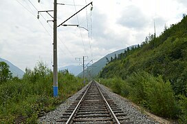 Путь Северомуйского обхода в районе западного портала тоннеля. Вид в сторону Осыпного