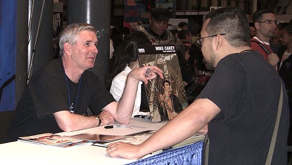 Carey at the DC Comics booth at the New York Comic Con, 10 October 2010