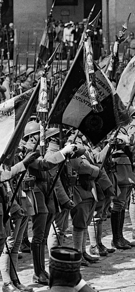 File:13-7-20, remise de drapeaux des régiments dissous au Musée de l'armée - 406e RI (cropped).jpg