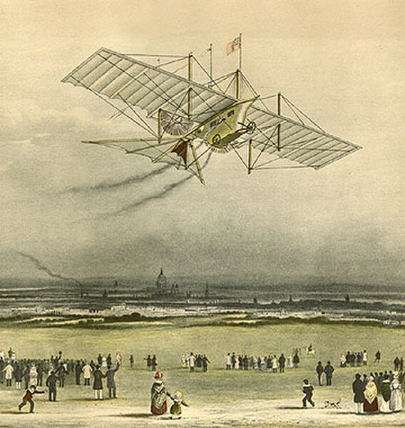 The Henson Aerial Steam Carriage of 1843 (imaginary representation for an advertisement).