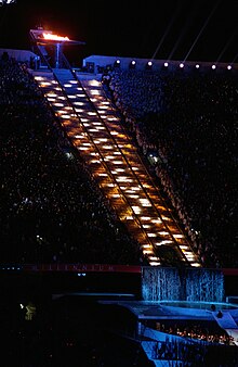 The Olympic Flame arriving at its final resting place 2000 Summer Olympics opening ceremony 2.JPEG