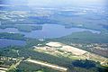 Halterner Stausee mit Sandbetrieb Seehof, Haltern am See, Kreis Recklinghausen, NRW. Das Bild entstand während des Münsterland-Fotoflugs am 1. Juni 2014. Hinweis: Die Aufnahme wurde aus dem Flugzeug durch eine Glasscheibe hindurch fotografiert.