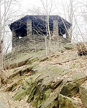 The park's Gazebo, as seen from a pathway below