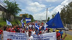 A protest in Managua, Nicaragua, on 11 June 2016 2016 Nicaragua protest June 11.jpg