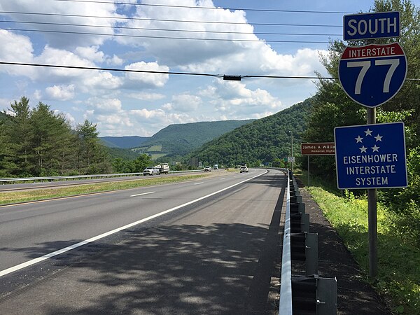 View south along I-77 just south of the East River Mountain Tunnel in Bland County