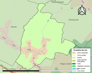 Kolorowa mapa przedstawiająca użytkowanie gruntów.