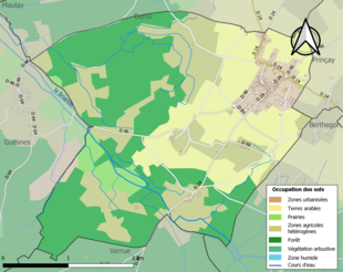 Barevná mapa znázorňující využití půdy.