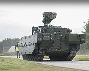 AJAX Armoured Vehicle at a 3 Div Combined Arms Manoeuvre Demonstration MOD 45161419