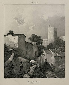 historický pohled na klášter na počátku 19. století