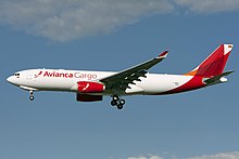An Avianca Cargo Airbus A330-200F approaching Toulouse–Blagnac Airport in 2013