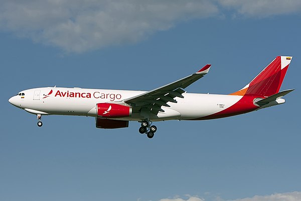 An Avianca Cargo Airbus A330-200F approaching Toulouse–Blagnac Airport in 2013