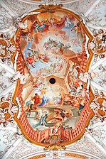 Fresque au plafond de la nef (détail).