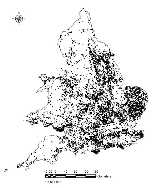 Roman coins findings clearly indicate the areas of greatest "Romanization" and presence in Roman Britain