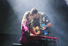 Amaia and Alfred performing at the Eurovision Pre-Party in Madrid in April 2018.