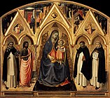 Triptych mučedníka svatého Petra, od Beata Angelica (sv. Petr je druhý zprava), Museo San Marco, Florencie