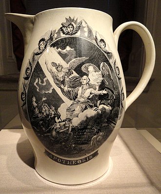 Apotheosis of George Washington, pitcher by Herculaneum Pottery, c. 1800-1805. Apotheosis of George Washington, Herculaneum Pottery, c. 1800-1805, John James Barralet, artist - DSC03195.JPG