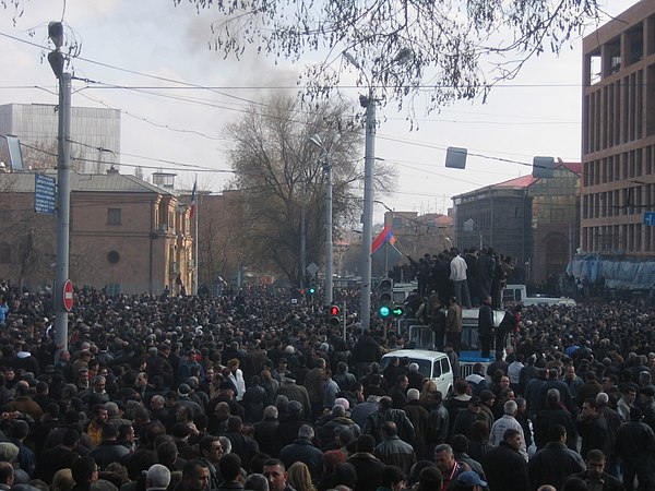 Image: Armenian Presidential Elections 2008 Protest Day 11   French Embassy Demonstration 330pm police car ablaze
