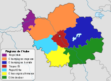 Map of natural and traditional regions of the department. Aube regions map-fr.svg