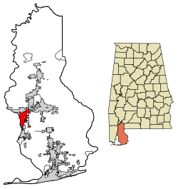 Location of Daphne in Baldwin County, Alabama.