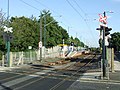 The view across the Station Road level crossing to the west end of Platform 1 6 October 2008