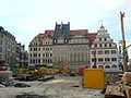 City tunnel construction site at the market place of Leipzig