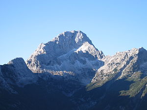 Bavški Grintavec, gesehen vom hinteren Trenta-Tal