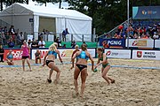 Deutsch: Beachhandball Europameisterschaften 2019 (Beach handball Euro); Tag 6: 7. Juli 2019 – Frauenfinale, Dänemark-Ungarn 2:0 (18:12, 23:22) English: Beach handball Euro; Day 6: 7 July 2019 – Women's Final – Denmark-Hungary 2:0 (18:12, 23:22)