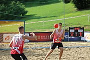 Deutsch: Beachhandball Europameisterschaften 2019 (Beach handball Euro); Tag 1: 2. Juli 2019 – Männer, Vorrunde Gruppe C, Schweiz-Ukraine 2:1 (22:23, 17:14, 9:6) English: Beach handball Euro; Day 1: 2 July 2019 – Men Preliminary Round Group C – Switzerland-Ukraine 2:1 (22:23, 17:14, 9:6)