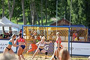 Deutsch: Beachhandball Europameisterschaften 2019 (Beach handball Euro); Tag 4: 5. Juli 2019 – Frauen, Viertelfinale, Dänemark-Norwegen 2:1 (11:9, 16:19, 7:6) English: Beach handball Euro; Day 4: 5 July 2019 – Quarter Final Women – Denmark-Norway 2:1 (11:9, 16:19, 7:6)