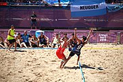 Deutsch: Beachhandball bei den Olympischen Jugendspielen 2018; Tag 4, 10. Oktober 2018; Jungs, Vorrunde, Gruppe B - Italien-Argentinien 1:2 English: Beach handball at the 2018 Summer Youth Olympics at 10 October 2018 – Boys Preliminary Round Group B‎ – Italy-Argentina 1:2