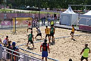 Deutsch: Beachhandball bei den Olympischen Jugendspielen 2018; Tag 4, 10. Oktober 2018; Jungs, Vorrunde, Gruppe B - Portugal-Paraguay 2:0 English: Beach handball at the 2018 Summer Youth Olympics at 10 October 2018 – Boys Preliminary Round Group B – Portugal-Paraguay 2:0