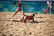 Deutsch: Beachvolleyball bei den Olympischen Jugendspielen 2018; Tag 8, 14. Oktober 2018; Mädchen, Achtelfinale – Bolivien-Puerto Rico 0:2 (18–21/18–21 ) English: Beach volleyball at the 2018 Summer Youth Olympics at 14 October 2018 – Girls Round of 16 – Bolivia-Puerto Rico 0:2 (18–21/18–21 )