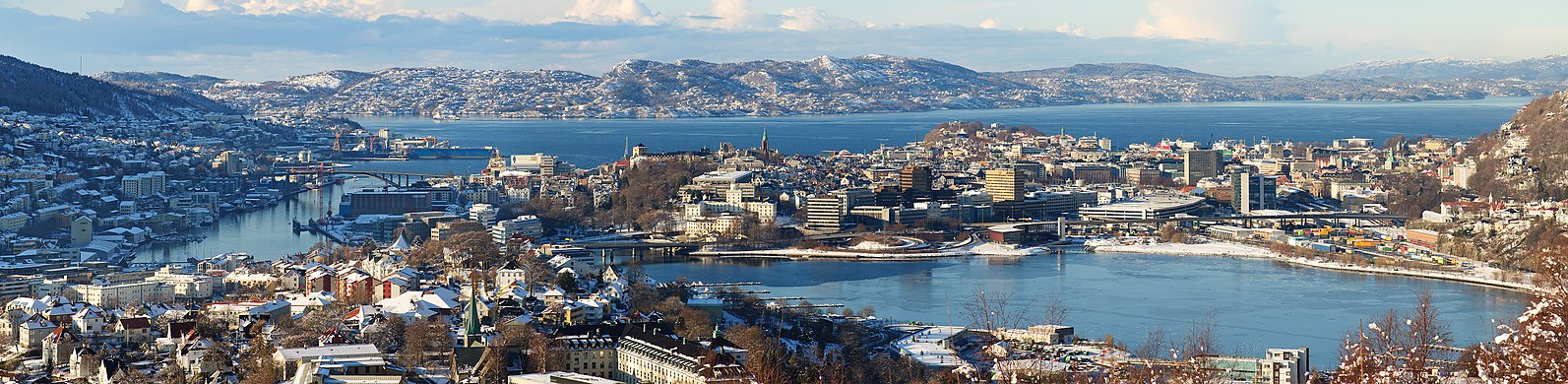 View towards the city centre of Bergen from Lægdene at Landås
