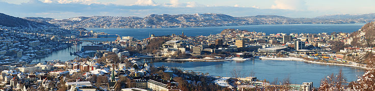 City centre of Bergen and some of its surroundings