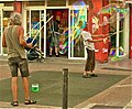 Soap Bubbles blowers demostration on Sant Miquel Street, Palma
