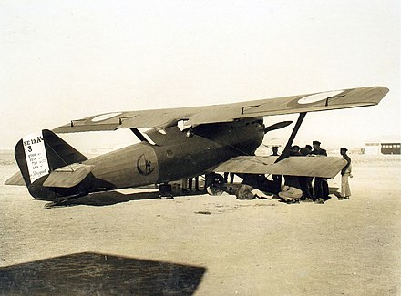 Breguet Bre.19 No.3, flown by French aviator Georges Pelletier d'Oisy, at RAF Hinaidi, India en route from Paris to Tokyo in 1924 Breguet 19 Hinaidi.jpg