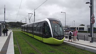 Le tramway de Brest, à l'extérieur ...