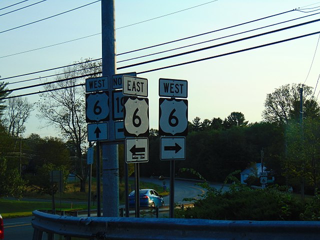 Route 198 at its southern terminus with US 6 in Chaplin, CT