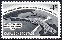 Thatcher Ferry Bridge, 4c, Commemorative Issue of 1962 CZ Thatcher Ferry Bridge, 4c, 1962 Issue.jpg